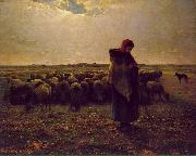 Jean-Franc Millet Shepherdess with her flock USA oil painting reproduction
